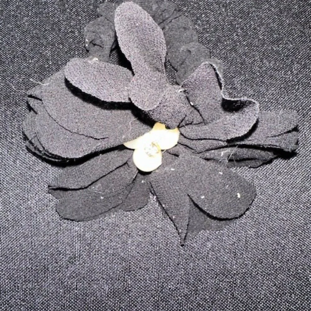 Black Flower Chiffon Scrunchie    -kids  7287  Handmade NWT Boutique